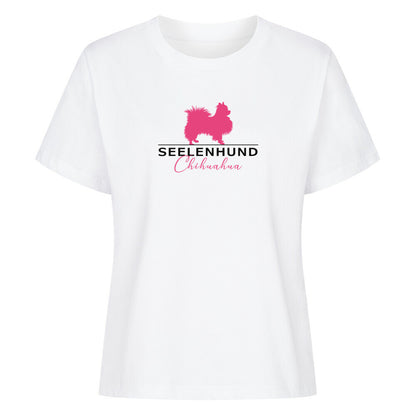 Premium Damen-Shirt "Chihuahua Langhaar - Seelenhund" Weiß – hunde-shirt.de