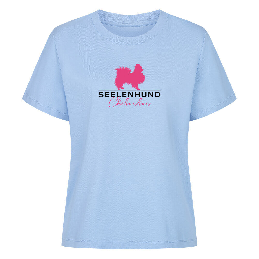 Premium Damen-Shirt "Chihuahua Langhaar - Seelenhund" Sky Blue – hunde-shirt.de