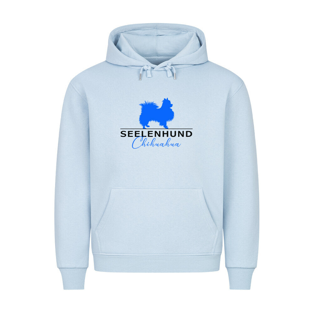 Premium Hoodie "Chihuahua Langhaar - Seelenhund" Babyblau – hunde-shirt.de