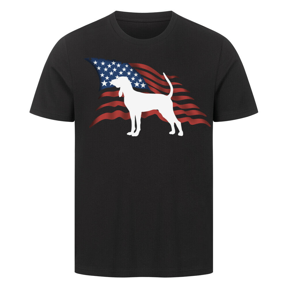 Premium T-Shirt "Coonhound - Flag" Schwarz – hunde-shirt.de