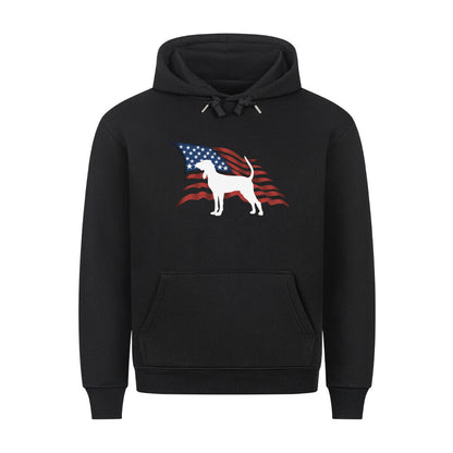 Premium Hoodie "Coonhound - Flag" Schwarz – hunde-shirt.de