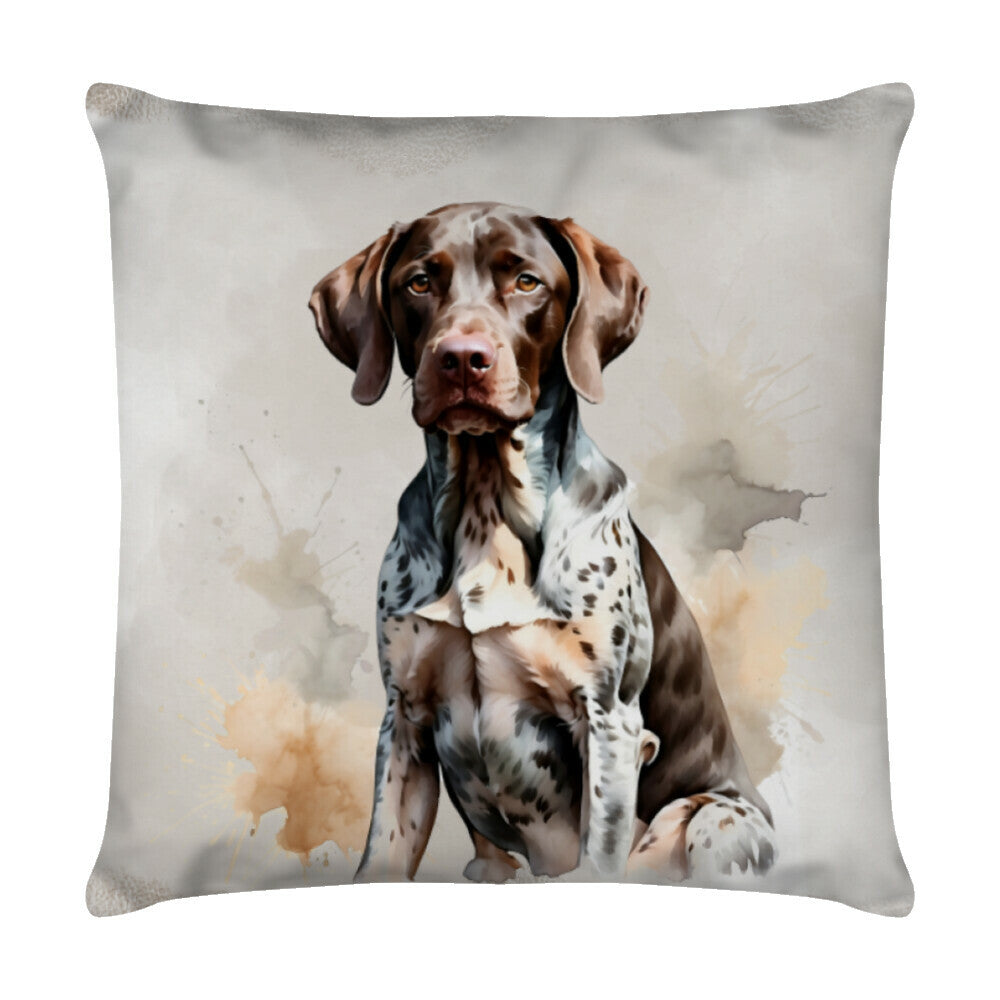 Kissen "Deutsch Kurzhaar - Aufpassen" Weiß – hunde-shirt.de