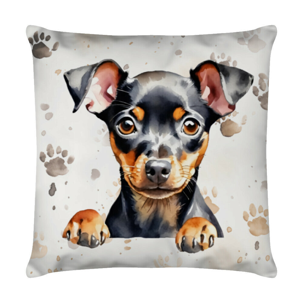 Kissen "Deutscher Pinscher - Puppy Paw" Weiß – hunde-shirt.de