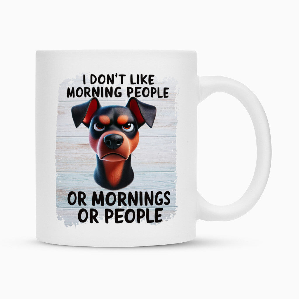 Tasse "Deutscher Pinscher - Morning People" Weiß – hunde-shirt.de
