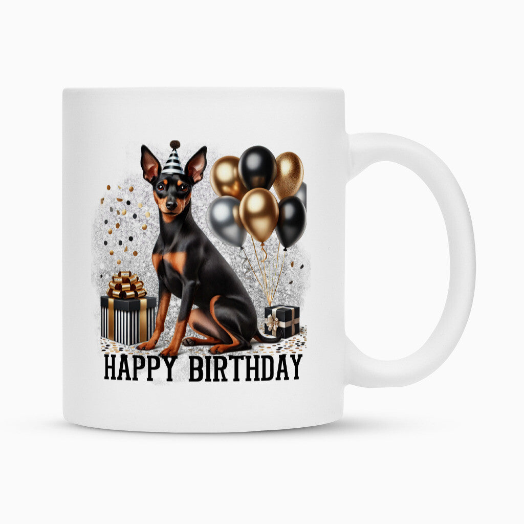 Tasse "Deutscher Pinscher - Birthday" Weiß – hunde-shirt.de