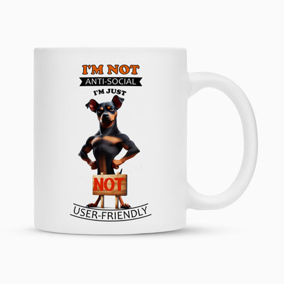 Tasse "Deutscher Pinscher - Anti-Social" Weiß – hunde-shirt.de