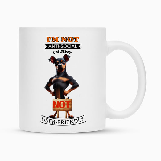 Tasse "Deutscher Pinscher - Anti-Social" Weiß – hunde-shirt.de