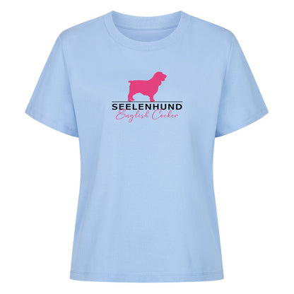 Premium Damen-Shirt "English Cocker - Seelenhund" Sky Blue – hunde-shirt.de