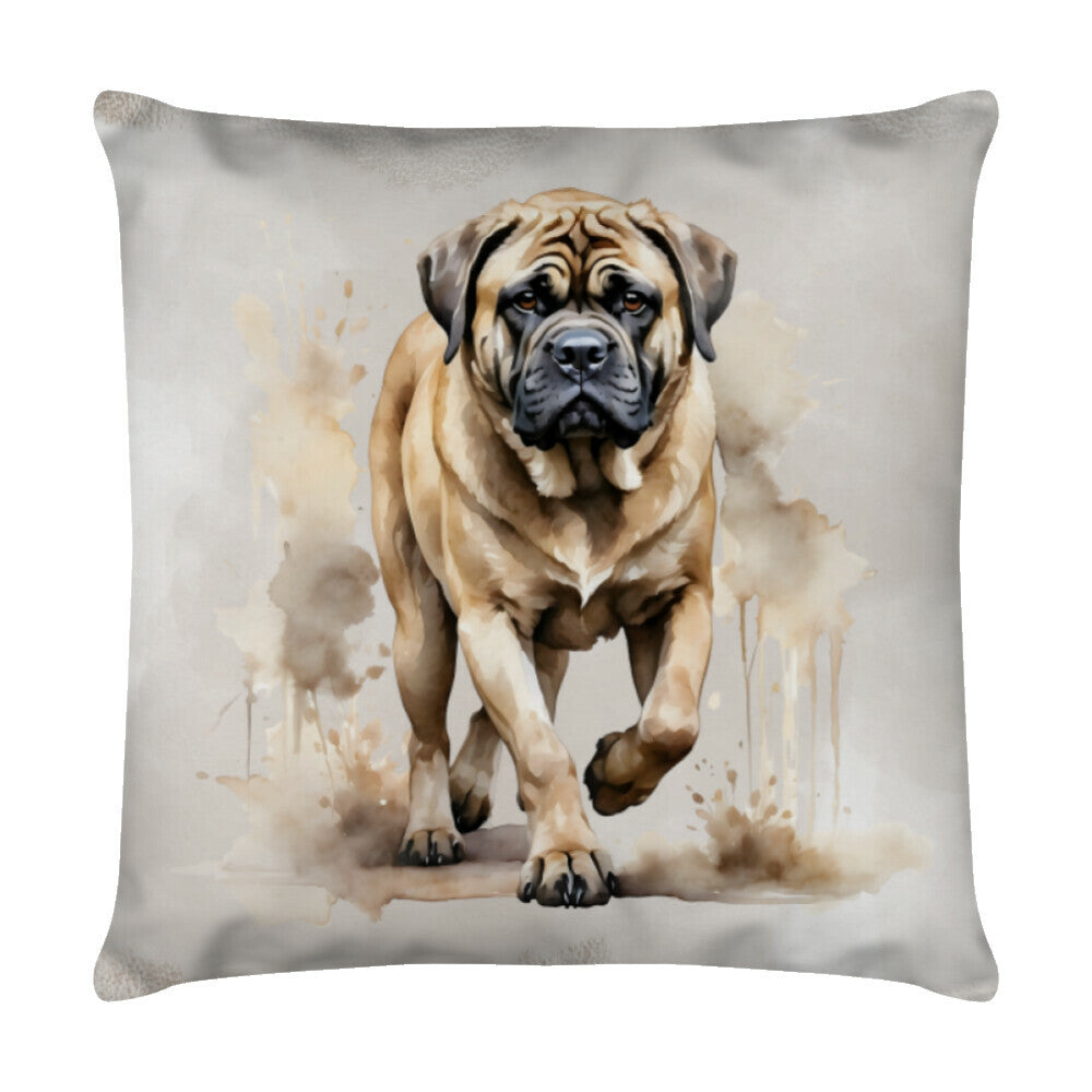 Kissen "English Mastiff - Spaziergang" Weiß – hunde-shirt.de