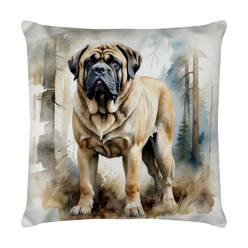 Kissen "English Mastiff - Wald" Weiß – hunde-shirt.de