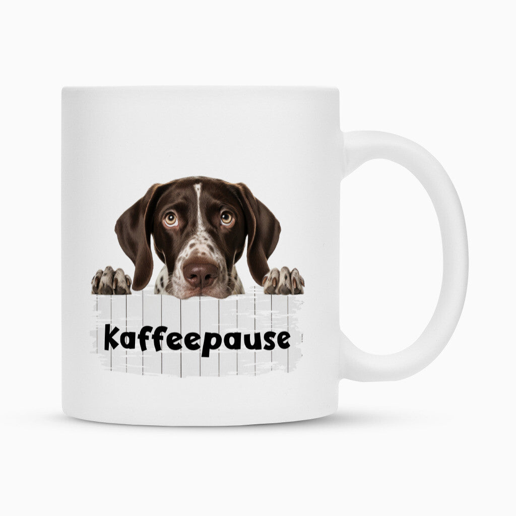 Tasse "English Pointer - Kaffeepause" Weiß – hunde-shirt.de