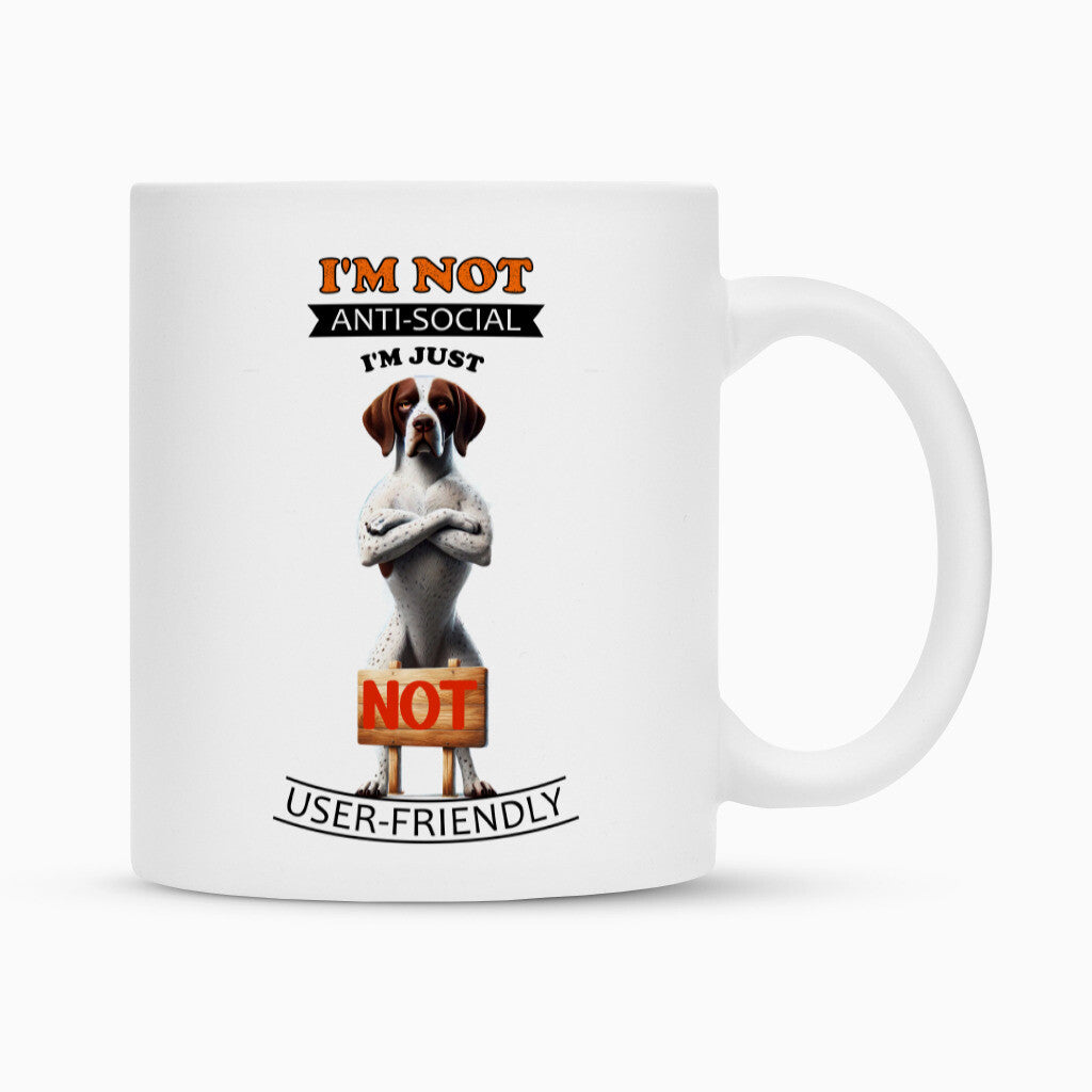 Tasse "English Pointer - Anti-Social" Weiß – hunde-shirt.de