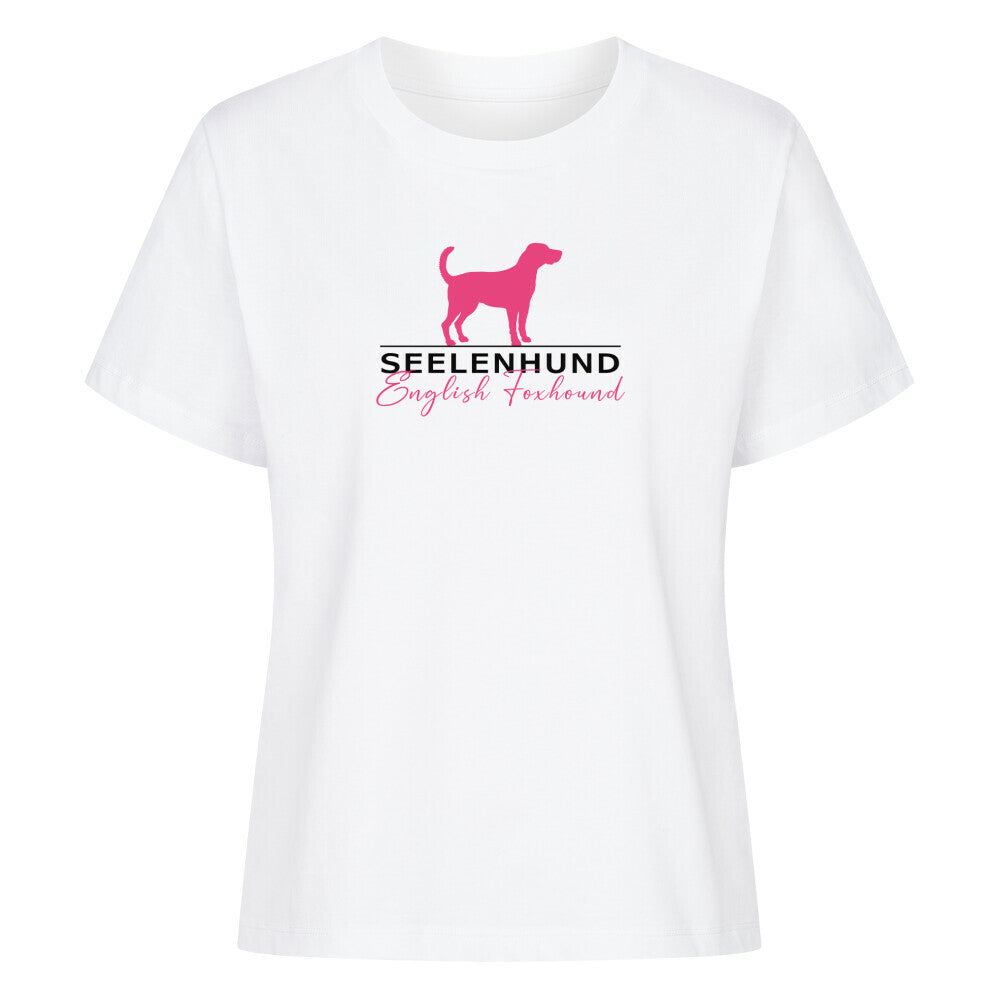 Premium Damen-Shirt "English Foxhound - Seelenhund" Weiß – hunde-shirt.de