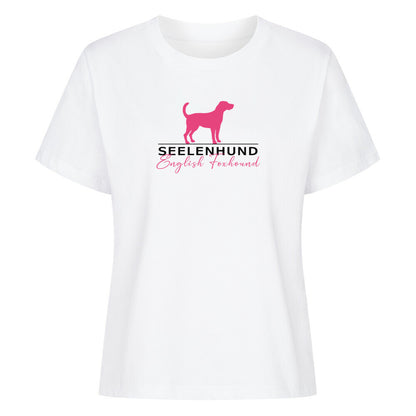 Premium Damen-Shirt "English Foxhound - Seelenhund" Weiß – hunde-shirt.de