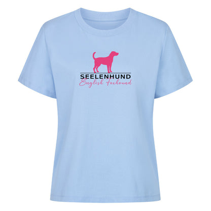 Premium Damen-Shirt "English Foxhound - Seelenhund" Sky Blue – hunde-shirt.de