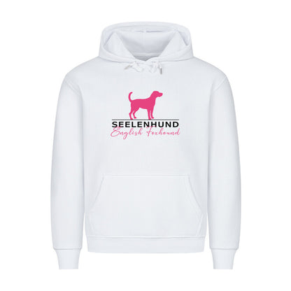 Premium Hoodie "English Foxhound - Seelenhund" Weiß – hunde-shirt.de