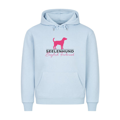 Premium Hoodie "English Foxhound - Seelenhund" Babyblau – hunde-shirt.de