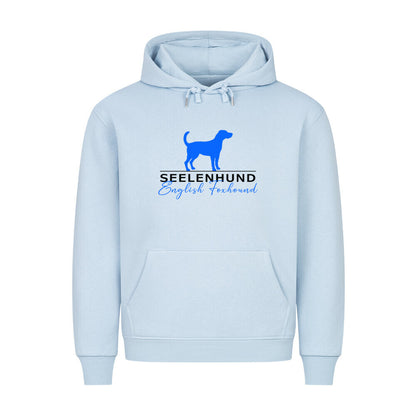 Premium Hoodie "English Foxhound - Seelenhund" Babyblau – hunde-shirt.de