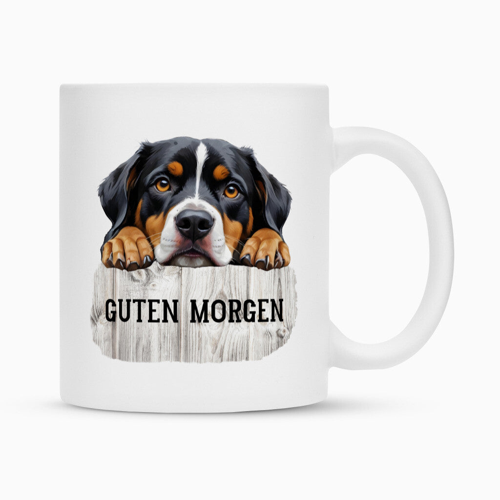 Tasse "Entlebucher - Guten Morgen" Weiß – hunde-shirt.de