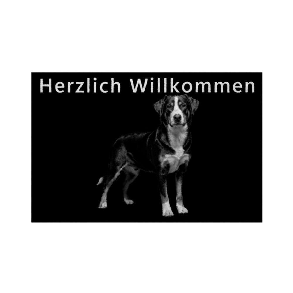 Fußmatte "Entlebucher - Herzlich Willkommen" Weiß – hunde-shirt.de