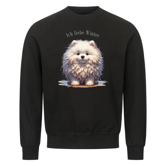 Premium Sweatshirt "American Eskimo - Winter" Schwarz – hunde-shirt.de