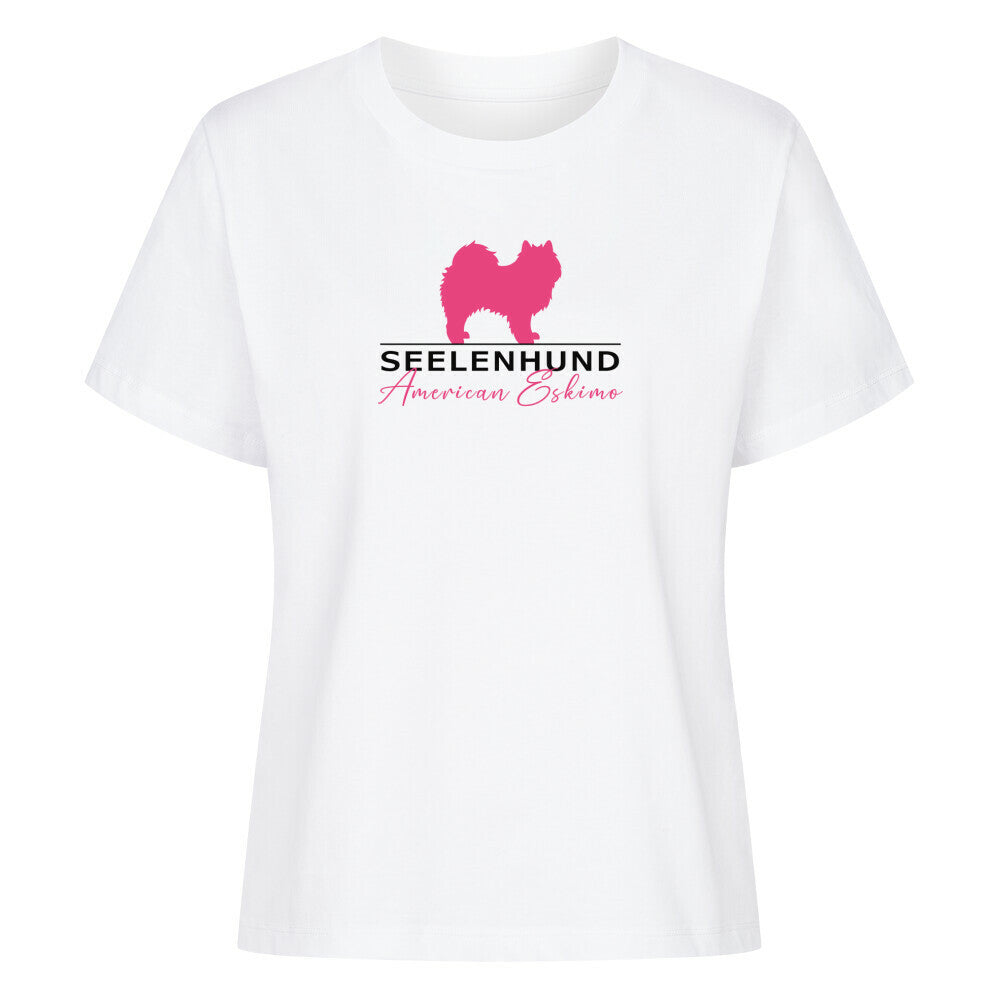 Premium Damen-Shirt "American Eskimo - Seelenhund" Weiß – hunde-shirt.de
