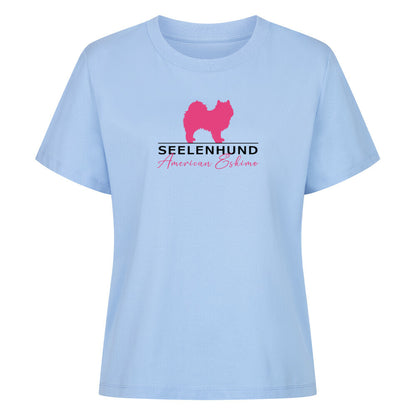 Premium Damen-Shirt "American Eskimo - Seelenhund" Sky Blue – hunde-shirt.de