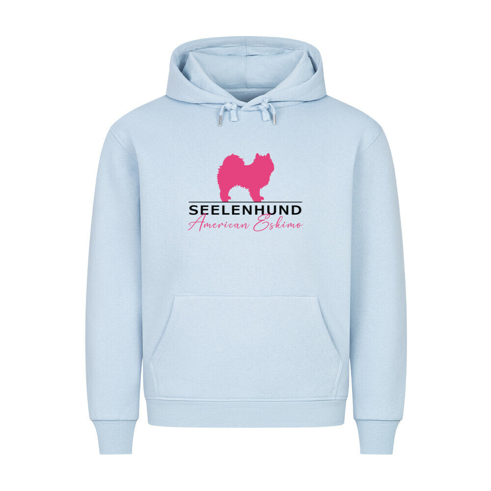 Premium Hoodie "American Eskimo - Seelenhund" Babyblau – hunde-shirt.de