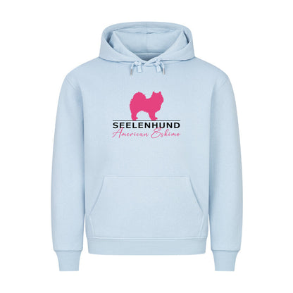Premium Hoodie "American Eskimo - Seelenhund" Babyblau – hunde-shirt.de
