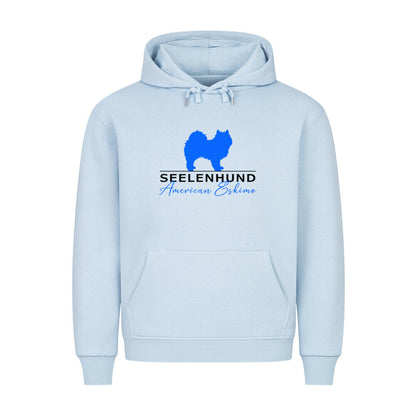 Premium Hoodie "American Eskimo - Seelenhund" Babyblau – hunde-shirt.de