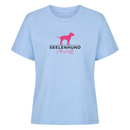 Premium Damen-Shirt "Amstaff - Seelenhund" Sky Blue – hunde-shirt.de