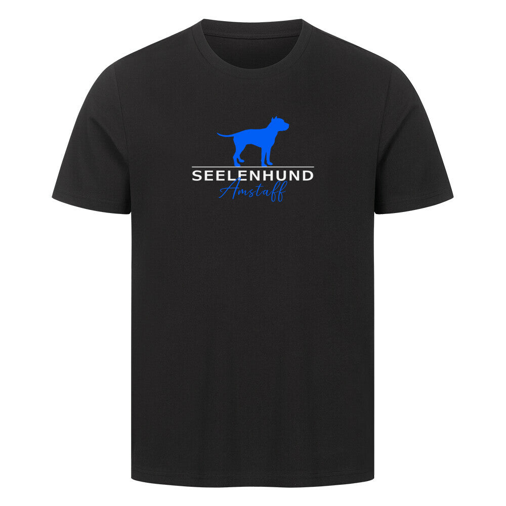 Premium T-Shirt "Amstaff - Seelenhund" Schwarz – hunde-shirt.de