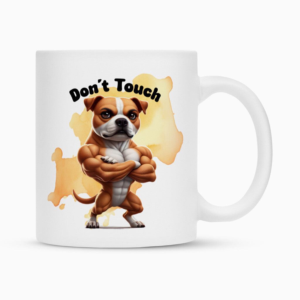 Tasse "Amstaff - Don´t touch" Weiß – hunde-shirt.de