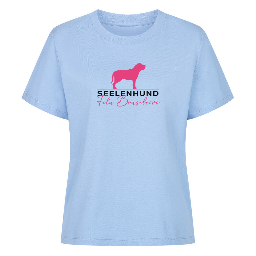 Premium Damen-Shirt "Fila Brasileiro - Seelenhund" Sky Blue – hunde-shirt.de