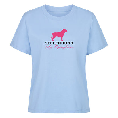Premium Damen-Shirt "Fila Brasileiro - Seelenhund" Sky Blue – hunde-shirt.de