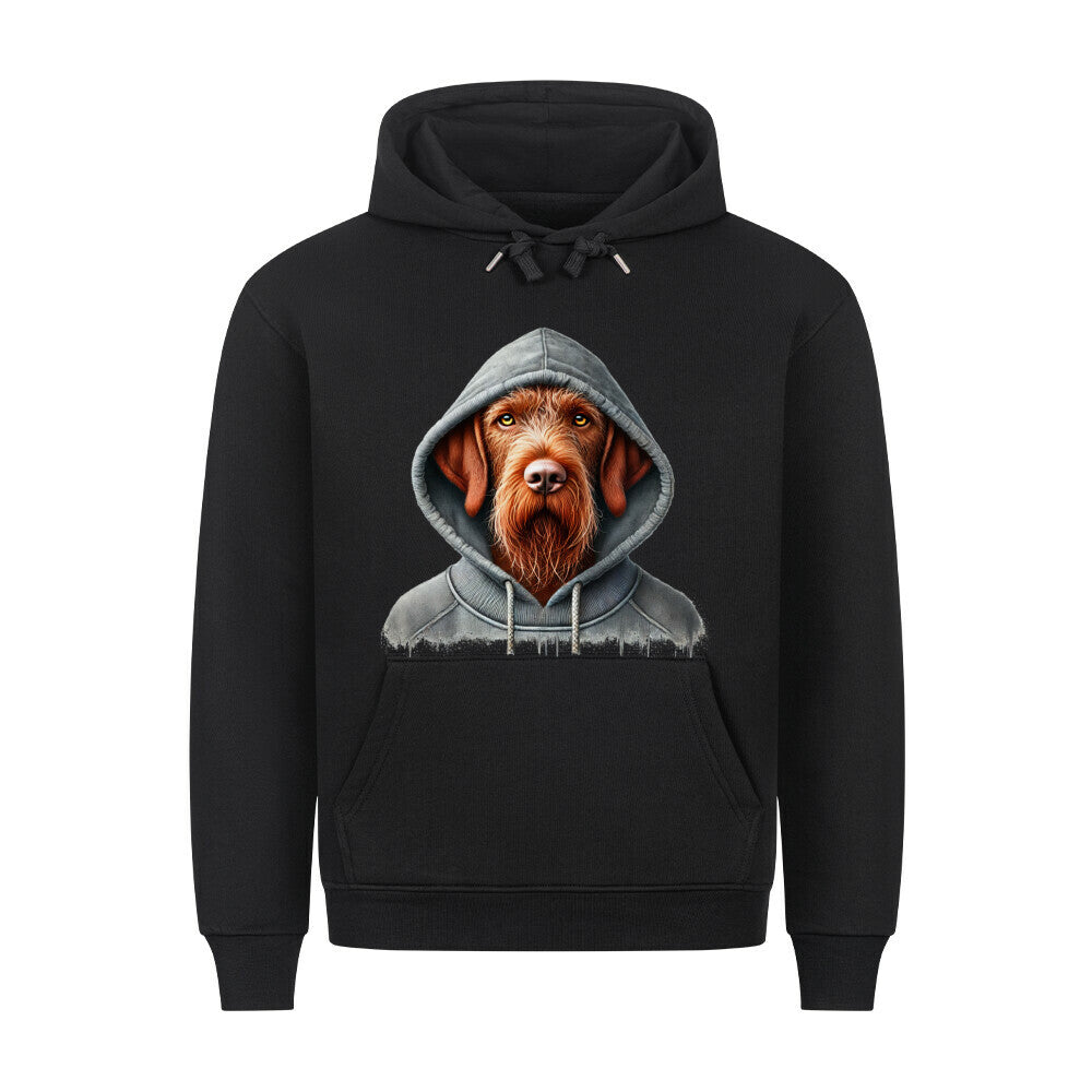 Premium Hoodie "Drahthaar Vizsla - Hooded" Schwarz – hunde-shirt.de