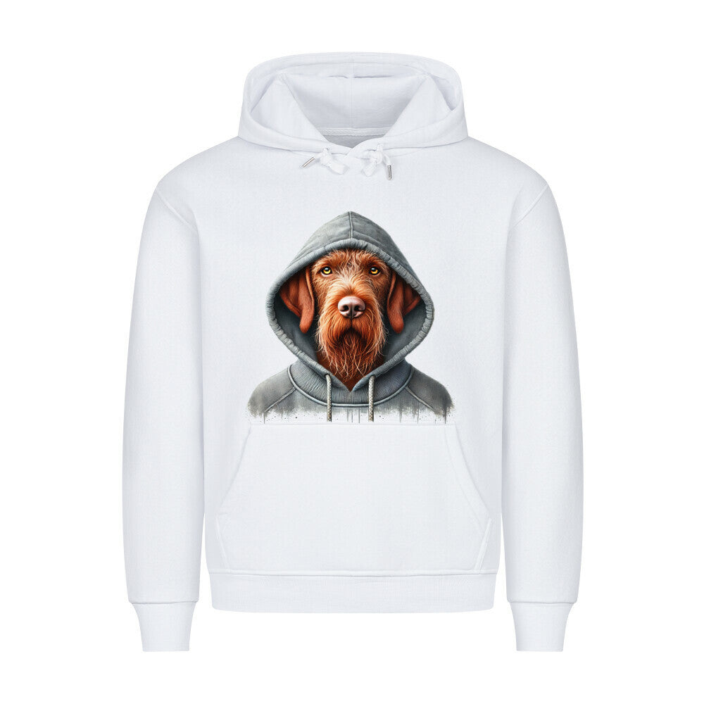 Premium Hoodie "Drahthaar Vizsla - Hooded" Weiß – hunde-shirt.de