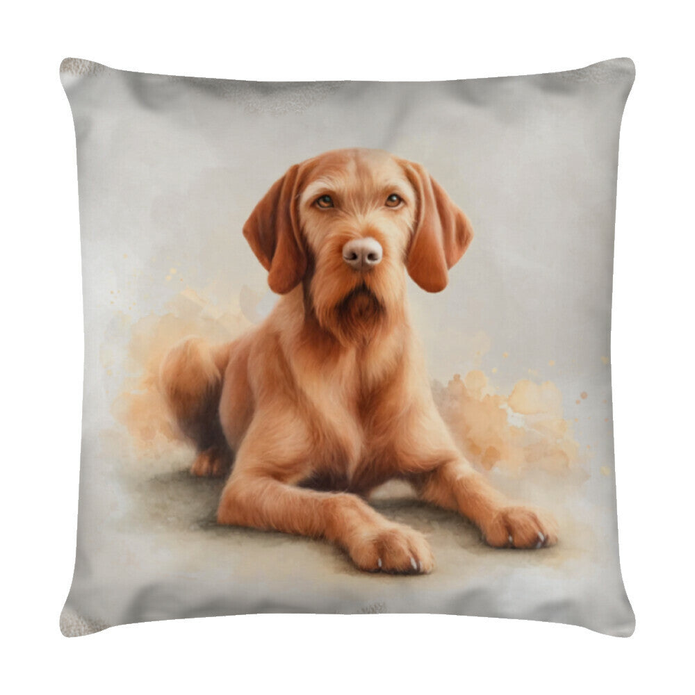Kissen "Drahthaar Vizsla - Relax" Weiß – hunde-shirt.de