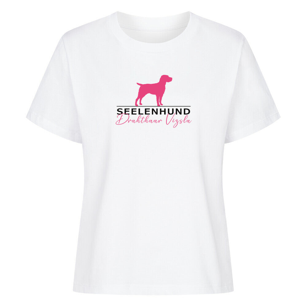 Premium Damen-Shirt "Drahthaar Vizsla - Seelenhund" Weiß – hunde-shirt.de