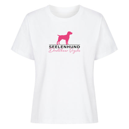 Premium Damen-Shirt "Drahthaar Vizsla - Seelenhund" Weiß – hunde-shirt.de