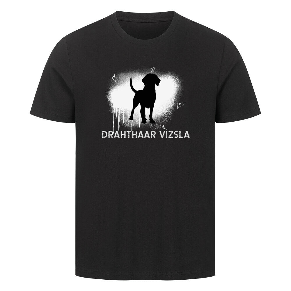 Premium T-Shirt "Drahthaar Vizsla - Brush" Schwarz – hunde-shirt.de