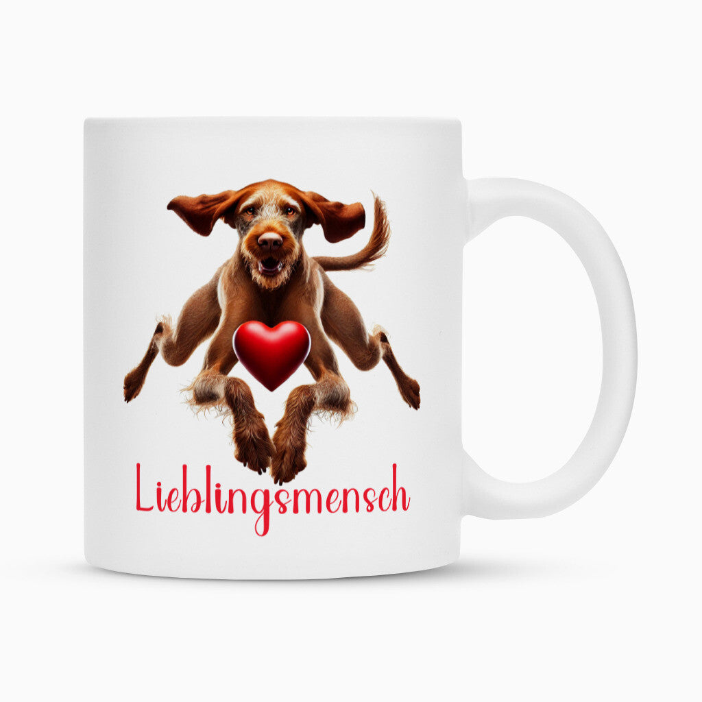 Tasse "Drahthaar Vizsla - Lieblingsmensch" Weiß – hunde-shirt.de