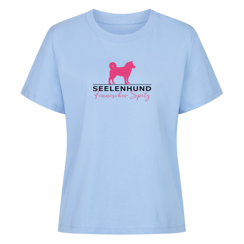 Premium Damen-Shirt "Finnischer Spitz - Seelenhund" Sky Blue – hunde-shirt.de