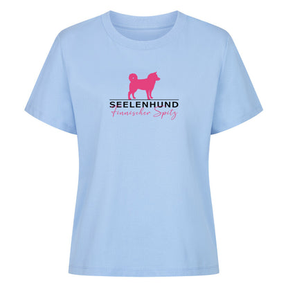Premium Damen-Shirt "Finnischer Spitz - Seelenhund" Sky Blue – hunde-shirt.de