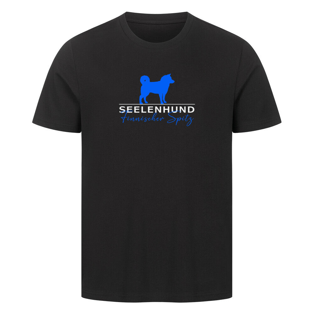 Premium T-Shirt "Finnischer Spitz - Seelenhund" Schwarz – hunde-shirt.de
