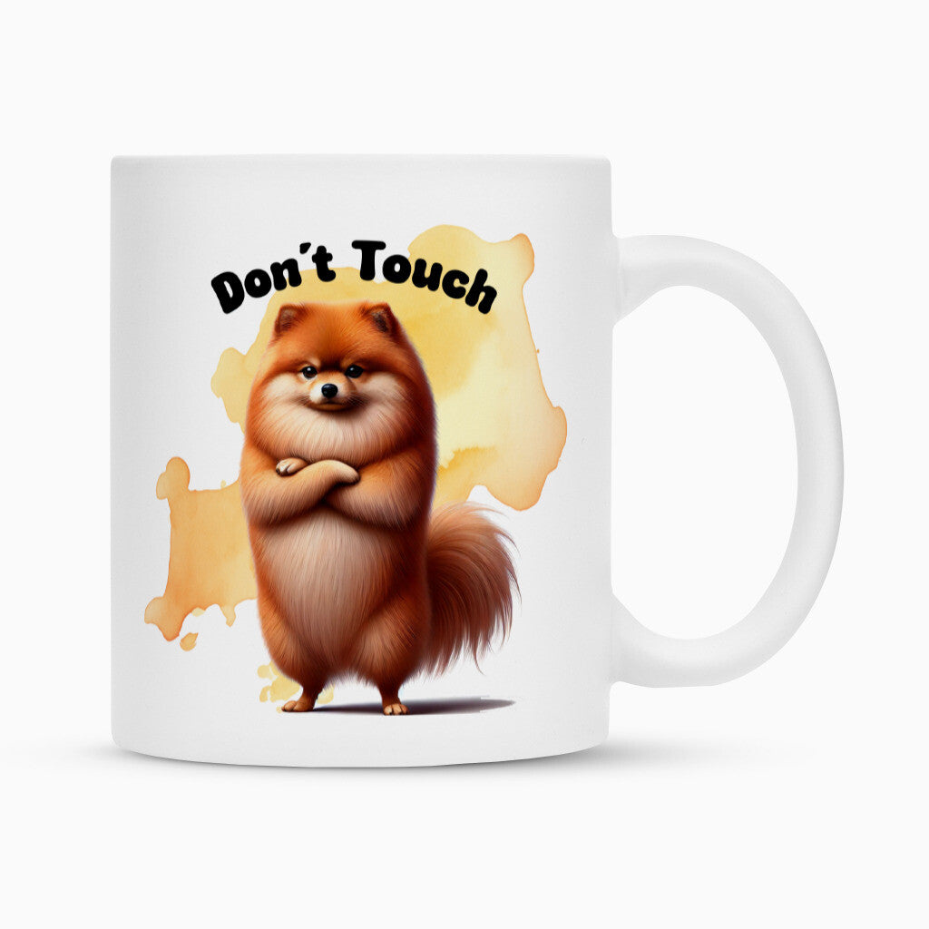 Tasse "Finnischer Spitz - Don´t touch" Weiß – hunde-shirt.de