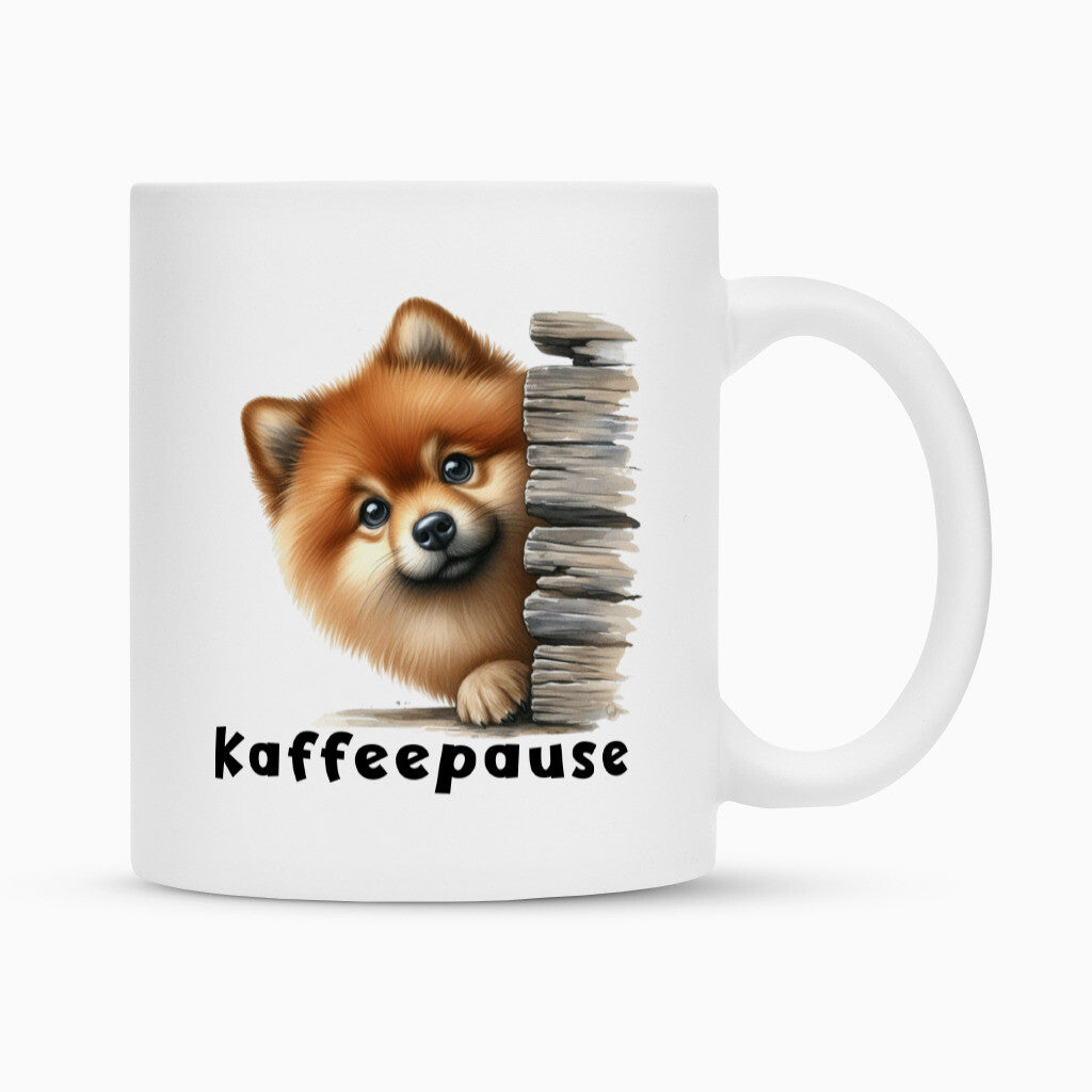Tasse "Finnischer Spitz - Kaffeepause" Weiß – hunde-shirt.de