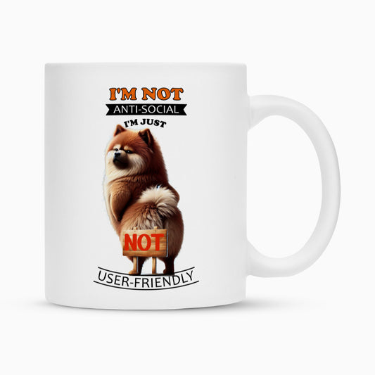 Tasse "Finnischer Spitz - Anti-Social" Weiß – hunde-shirt.de