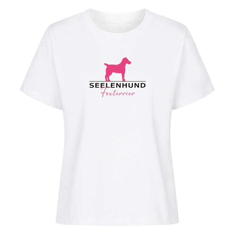 Premium Damen- Shirt "Foxterrier Smooth - Seelenhund" Weiß – hunde-shirt.de