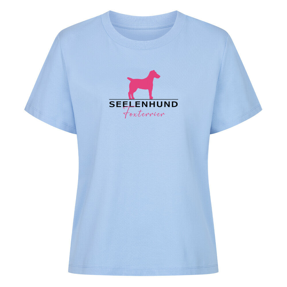 Premium Damen- Shirt "Foxterrier Smooth - Seelenhund" Sky Blue – hunde-shirt.de